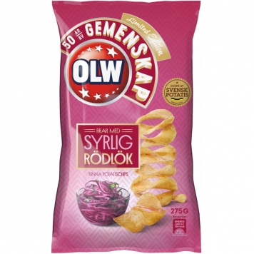Chips "Syrlig Rödlök" 275g - 32% rabatt